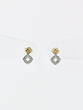 Pendientes colgantes/colgantes de diamantes de 0,25 quilates de oro blanco y amarillo de 10 quilates