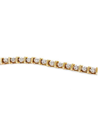 Brazalete de tenis con diamantes de 0,50 quilates en oro amarillo de 10 quilates, 7"