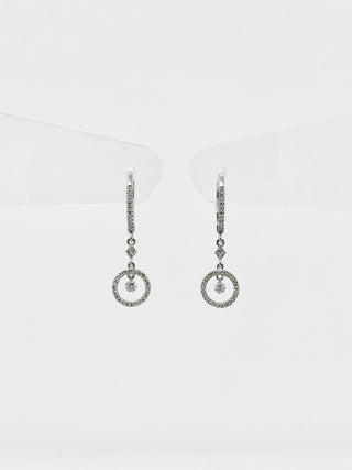 Pendientes colgantes / colgantes / tipo candelabro de oro blanco de 14 quilates con diamantes de 0,29 quilates