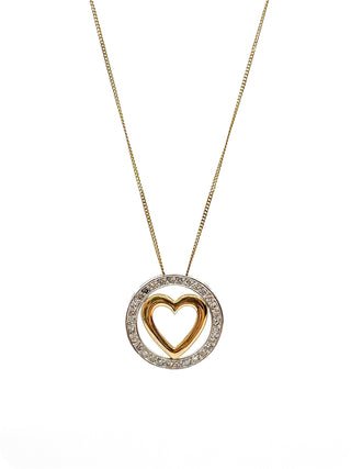 Colgante en forma de corazón con diamantes de 0,20 quilates en oro blanco y amarillo de 10 quilates, 18"