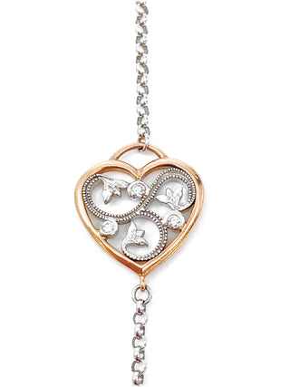 Brazalete de diamantes canadienses de 0,05 quilates en oro blanco y rosa de 14 quilates, 7"
