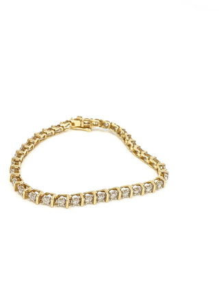 Brazalete de tenis con diamantes de 2,00 quilates en oro amarillo de 10 quilates, 7"