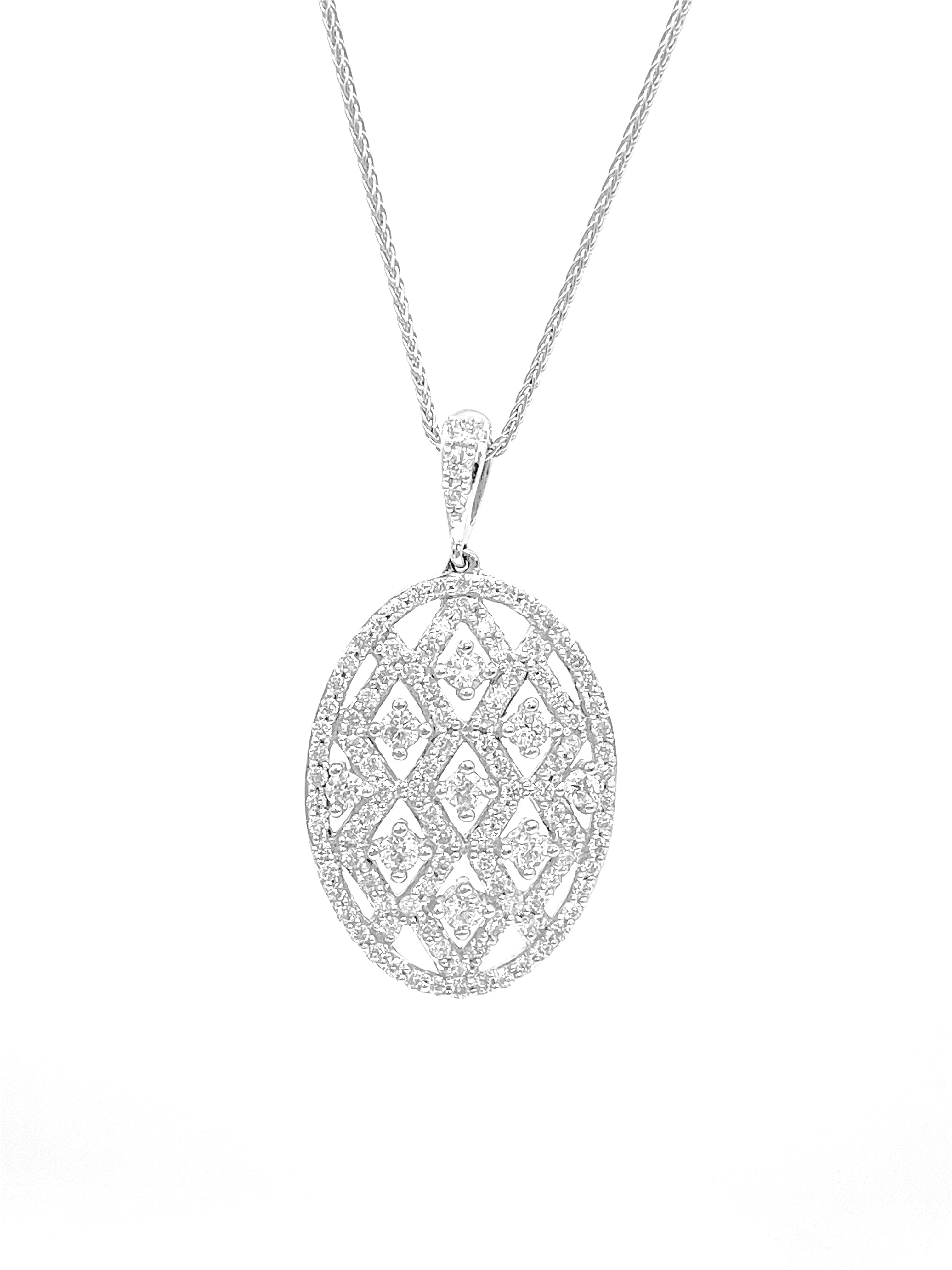10K White Gold 1.00cttw Diamond Pendant, 18"