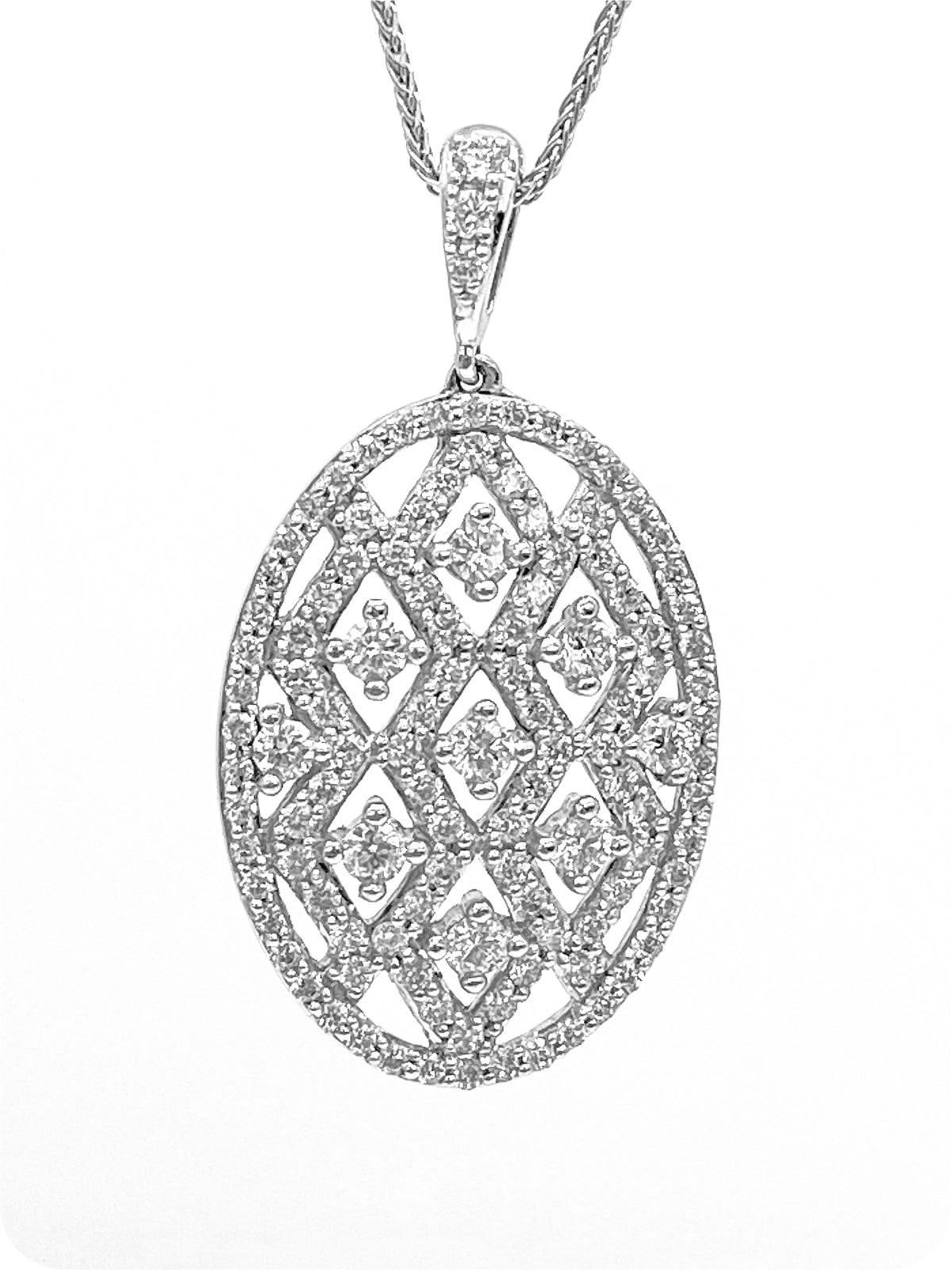 10K White Gold 1.00cttw Diamond Pendant, 18&quot;