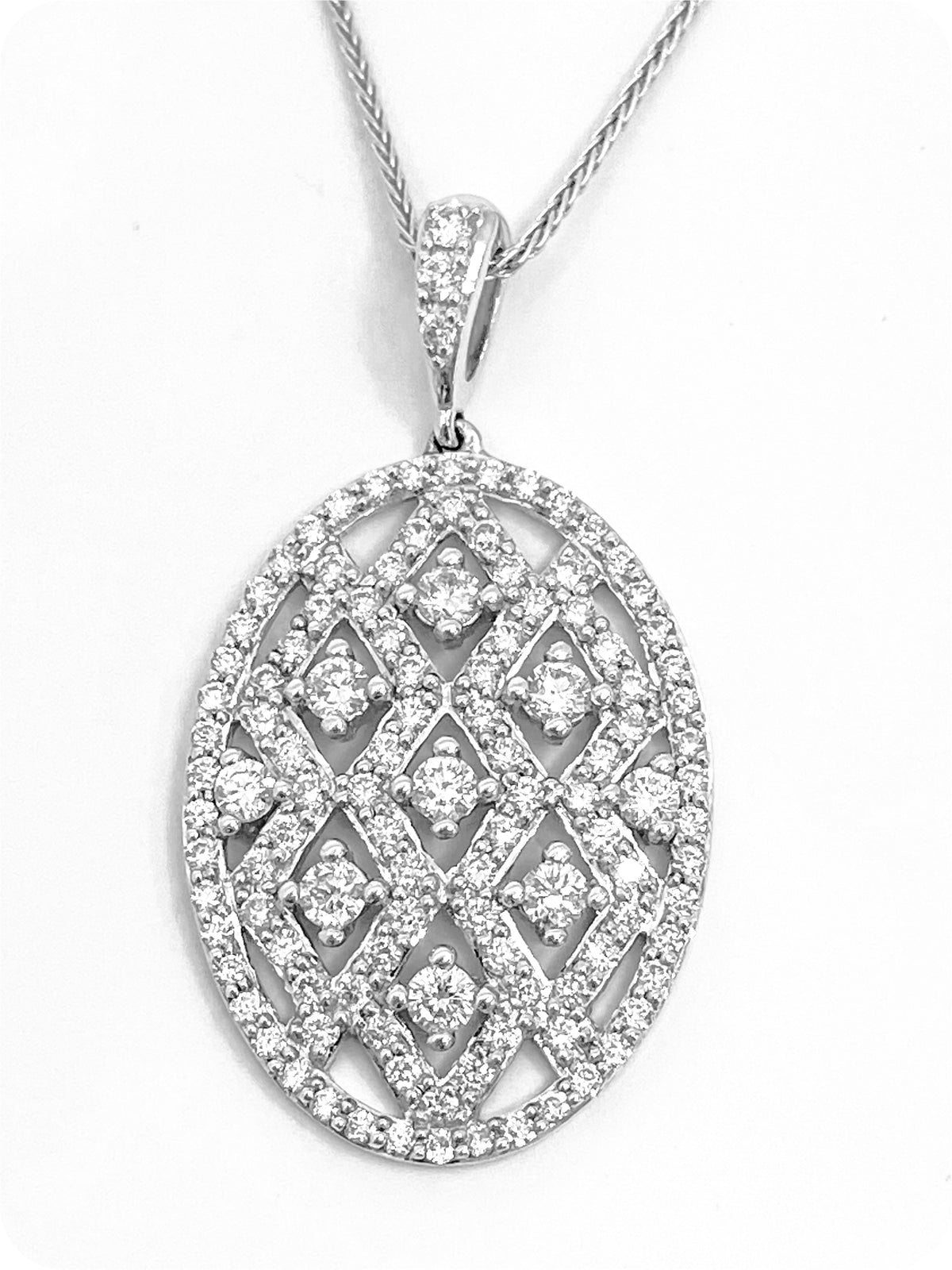 10K White Gold 1.00cttw Diamond Pendant, 18&quot;