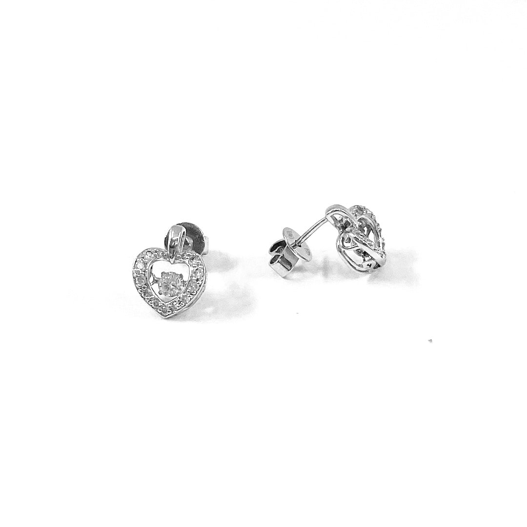 10K White Gold 0.35cttw Round Brilliant Cut Diamond Pulse Dangle Stud Earrings