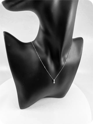 Collar de diamantes canadienses de talla princesa de 0,10 quilates en oro blanco de 14 quilates, 18"