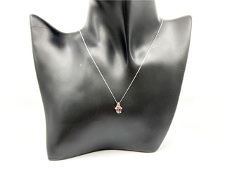 Colgante de oro blanco y rosa de 10 quilates con topacio místico de 1,00 quilates y diamante de 0,02 quilates, 18"