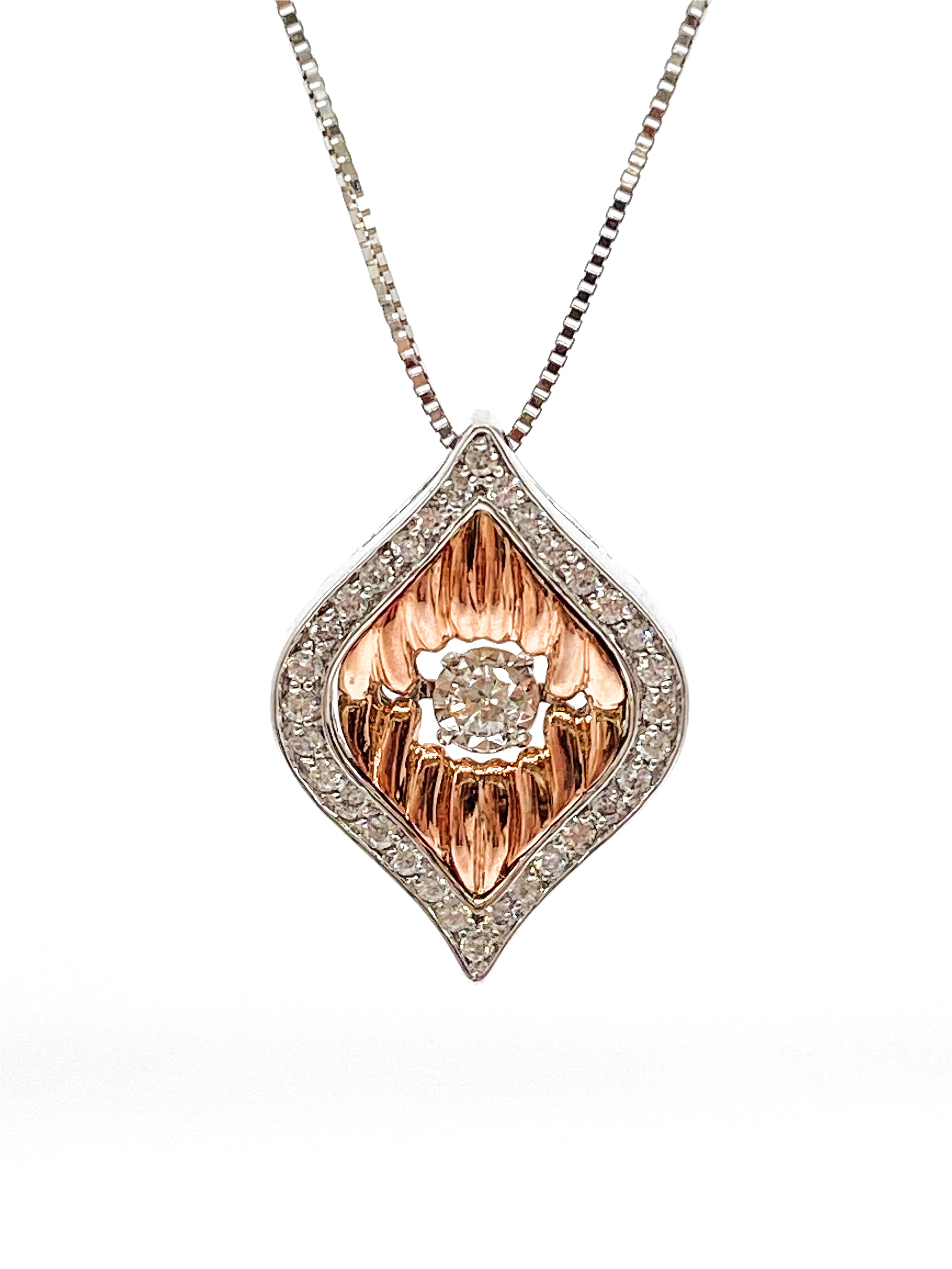 10K Rose Gold 0.20cttw Diamond Pendant, 18"