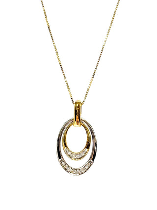Colgante de diamante canadiense de 0,10 quilates en oro blanco y amarillo de 10 quilates, 18"