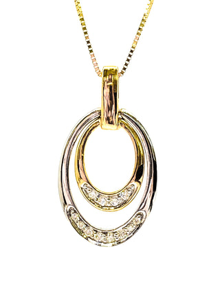 Colgante de diamante canadiense de 0,10 quilates en oro blanco y amarillo de 10 quilates, 18"