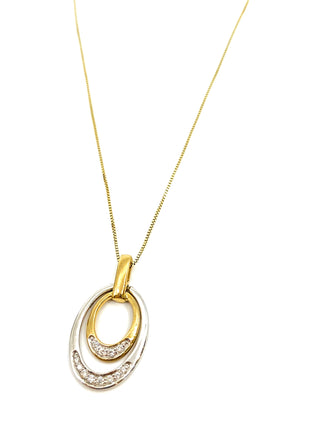 Colgante de diamante canadiense de 0,10 quilates en oro blanco y amarillo de 10 quilates, 18"