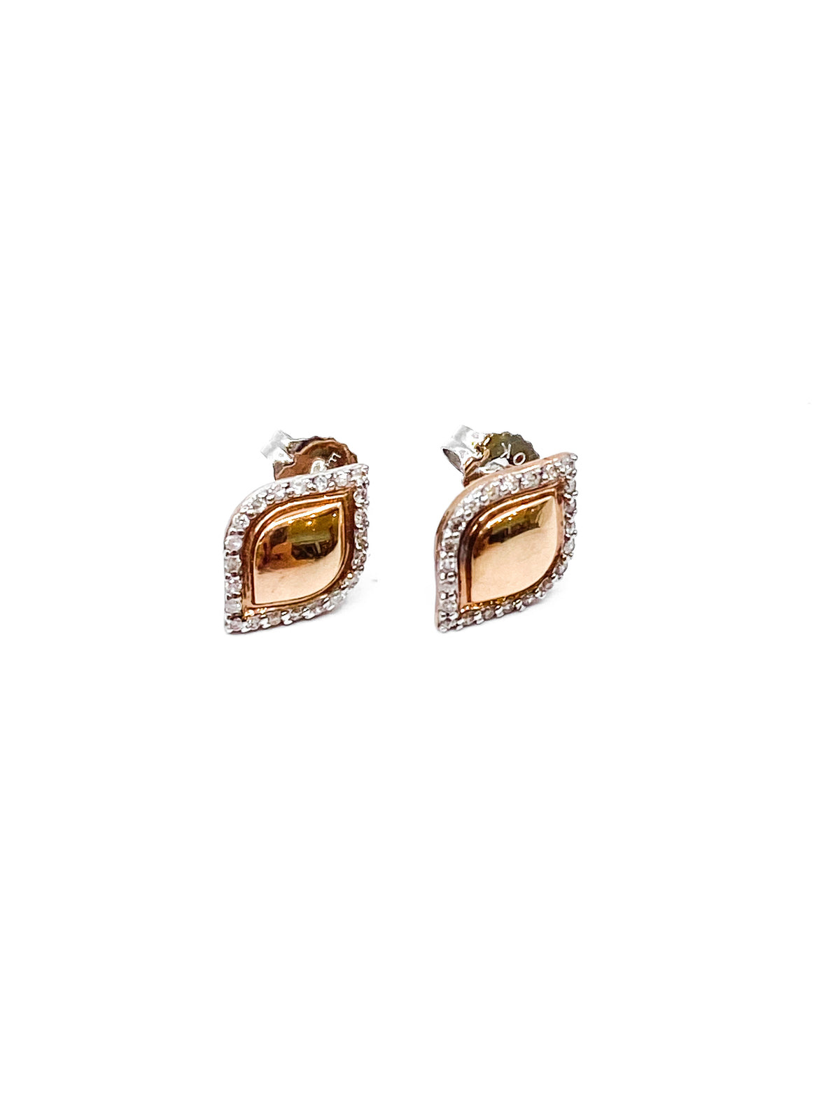 10K White &amp; Rose Gold 0.13cttw Diamond Stud Earrings