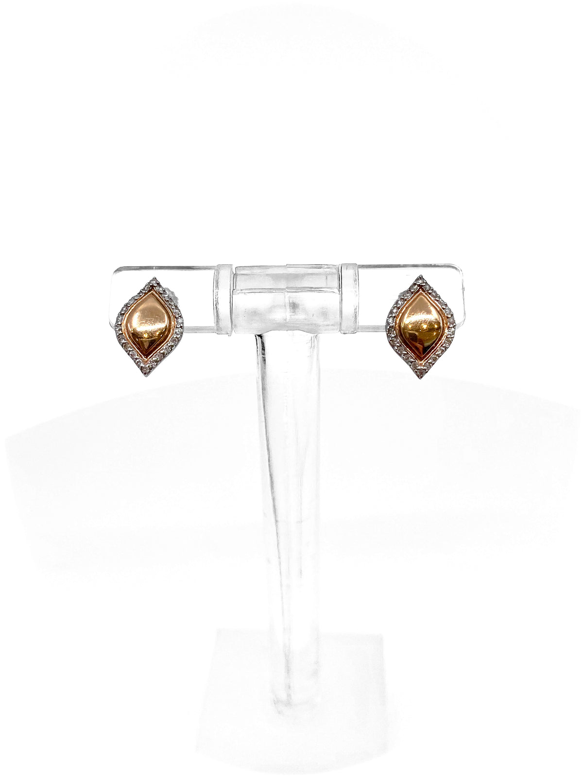10K White &amp; Rose Gold 0.13cttw Diamond Stud Earrings
