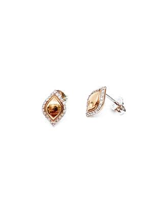 Aretes de diamantes de 0,13 quilates en oro blanco y rosa de 10 quilates