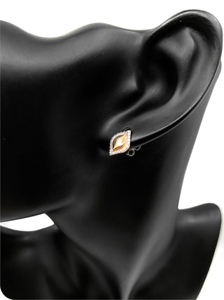 Aretes de diamantes de 0,13 quilates en oro blanco y rosa de 10 quilates
