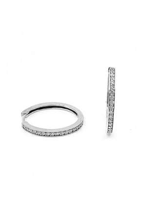 Pendientes tipo argolla con bisagras Huggie de oro blanco de 10 quilates con diamantes de 0,25 quilates