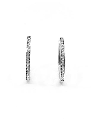 Pendientes tipo argolla con bisagras Huggie de oro blanco de 10 quilates con diamantes de 0,25 quilates