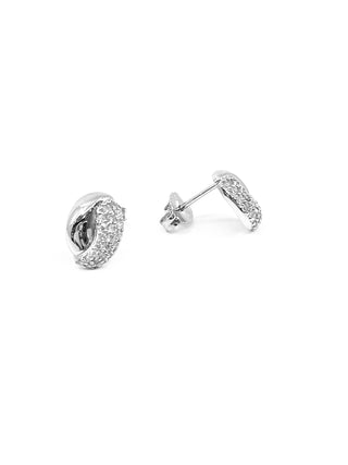 Aretes de oro blanco de 10 quilates con diamantes pavé de 0,28 quilates