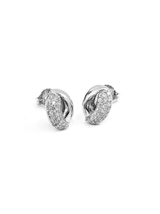 Aretes de oro blanco de 10 quilates con diamantes pavé de 0,28 quilates