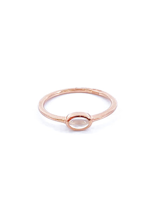 Anillo de piedra lunar genuina de oro rosa de 10 quilates de 0,25 quilates, tamaño 6,5