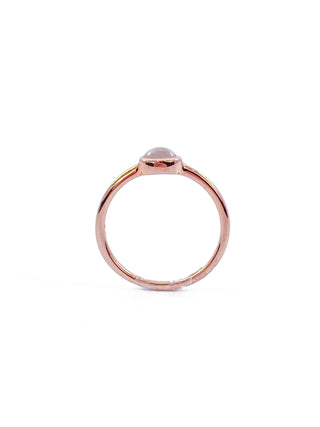 Anillo de piedra lunar genuina de oro rosa de 10 quilates de 0,25 quilates, tamaño 6,5