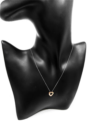 Colgante de corazón de diamante canadiense de 0,036 quilates en oro blanco y rosa de 10 quilates, 18"