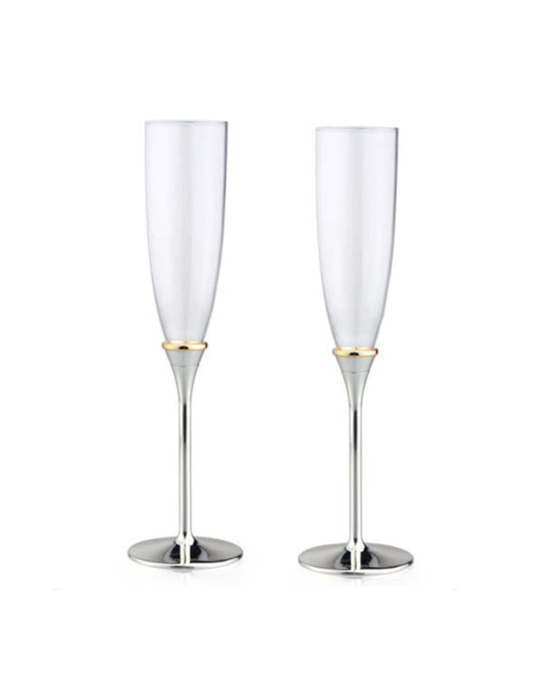 2 Pieces Toasting Flutes with Gold Band