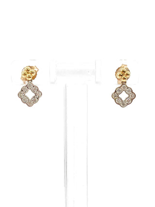 Pendientes colgantes/colgantes de diamantes de 0,25 quilates de oro blanco y amarillo de 10 quilates