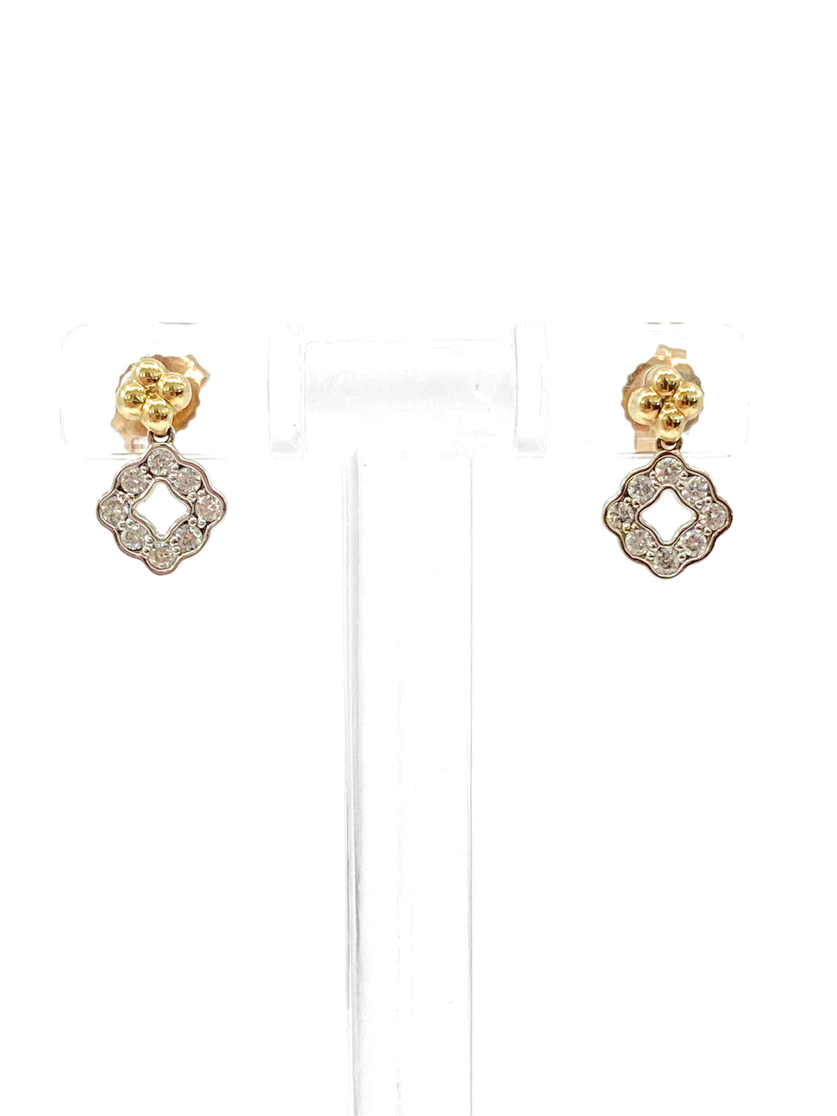 10K White &amp; Yellow Gold 0.25cttw Diamond Stud/Dangle/Drop Earrings