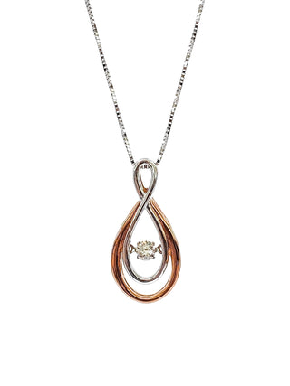 Colgante infinito con diamantes de 0,10 quilates en oro blanco y rosa de 10 quilates, 18"
