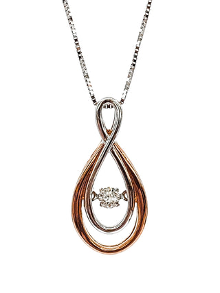 Colgante infinito con diamantes de 0,10 quilates en oro blanco y rosa de 10 quilates, 18"