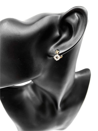 Pendientes colgantes/colgantes de diamantes de 0,25 quilates de oro blanco y amarillo de 10 quilates