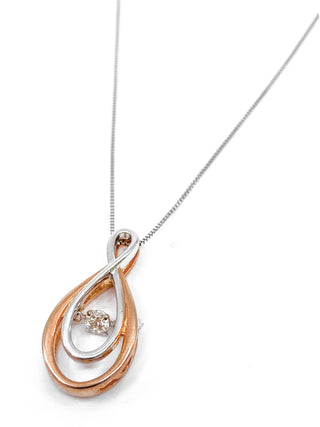Colgante infinito con diamantes de 0,10 quilates en oro blanco y rosa de 10 quilates, 18"