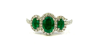 SEGUIMIENTO - Esmeraldas de talla ovalada de platino de 1,22 quilates y anillo de diamantes de 0,42 quilates - Talla 6,5 