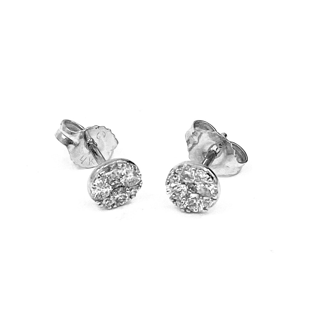 Aretes en forma de racimo de diamantes de talla redonda de 0,33 quilates en oro blanco de 14 quilates