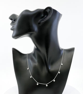 Collar de oro blanco de 14 quilates con diamantes cultivados en laboratorio de 1,61 quilates con cadena Rolo (cierre de langosta), ajustable de 16 a 18 pulgadas