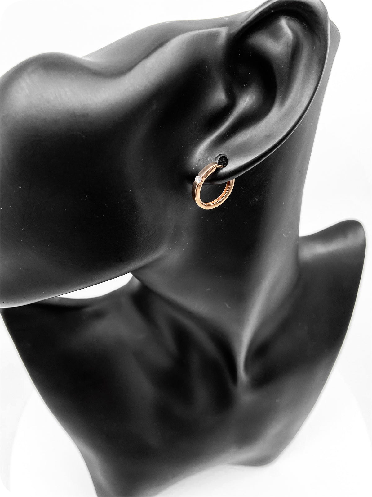 10K Rose Gold 0.10cttw Diamond Hoop Huggie Hinged Earrings