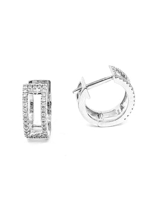 Aretes de diamantes con bisagras Huggie de aro de 0,20 quilates en oro blanco de 10 quilates