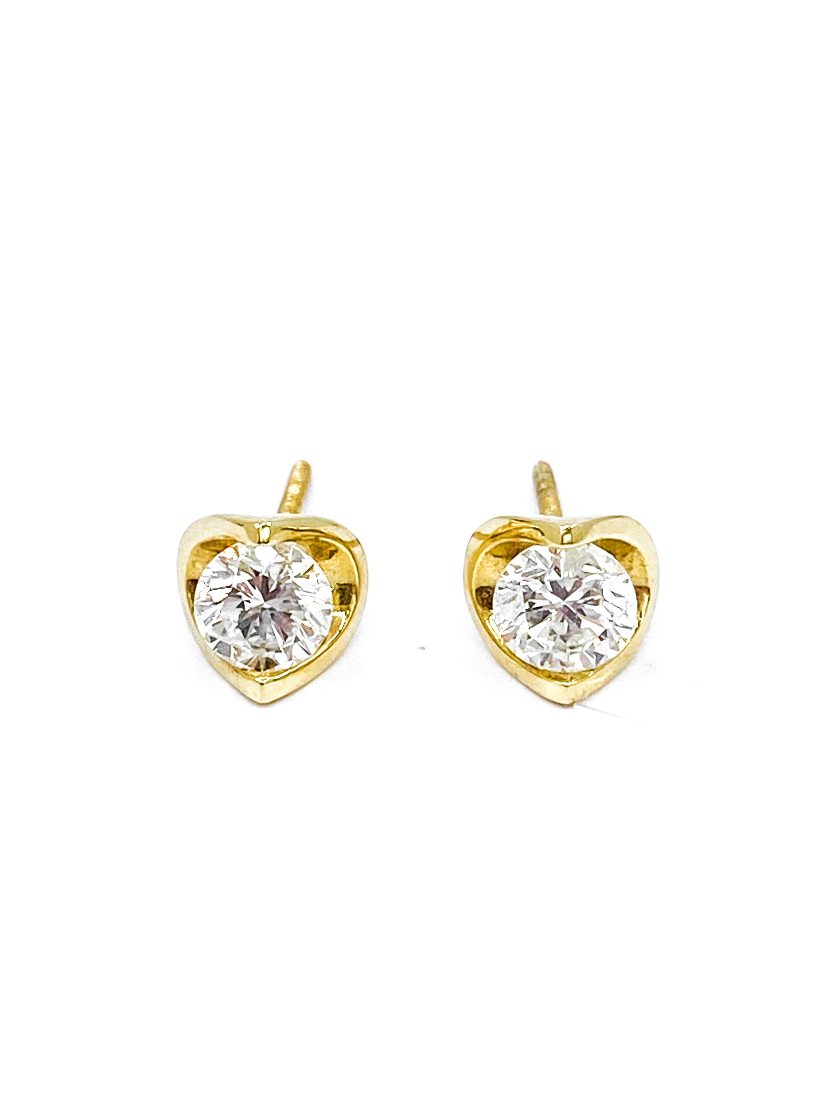 14K Yellow Gold 0.201 cttw Canadian Diamond Earrings with Screw Backs