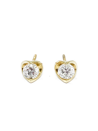Aretes de oro amarillo de 14 quilates con diamantes canadienses de talla redonda de 1,00 quilates