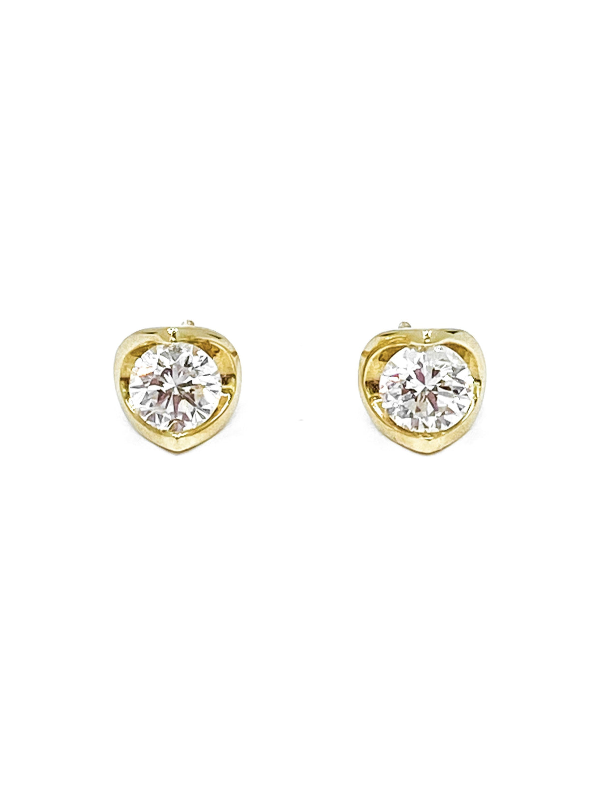 14K Yellow Gold 0.50 cttw Canadian Diamond Mezza Luna Earrings with Screw Backs