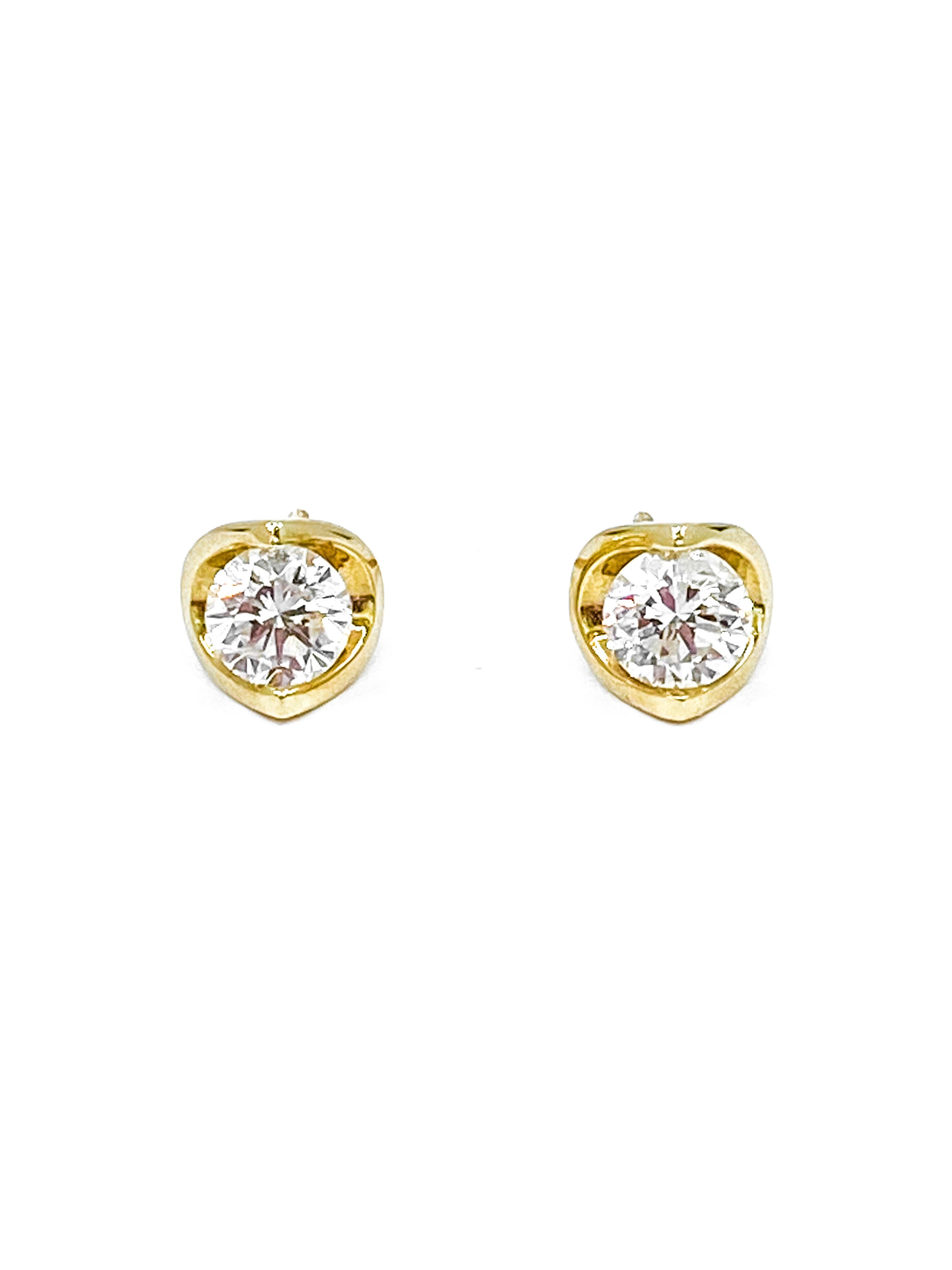 14K Yellow Gold 0.201 cttw Canadian Diamond Earrings with Screw Backs