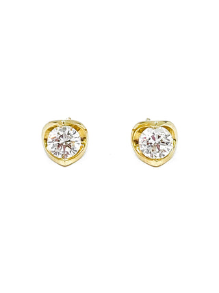 Pendientes de oro amarillo de 14 quilates con diamantes canadienses de talla redonda de 0,21 quilates