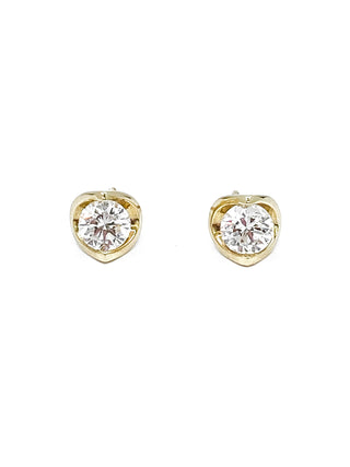 Aretes de oro amarillo de 14 quilates con diamantes canadienses de talla redonda de 1,00 quilates
