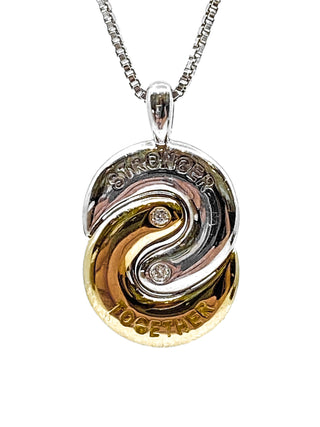 Collar de diamantes de 0,02 quilates "Stronger Together" de plata de ley y oro amarillo de 10 quilates, 18"