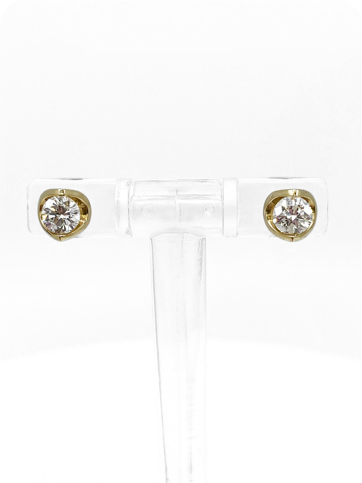 14K Yellow Gold 1.00cttw Round Cut Canadian Diamond Stud Earrings