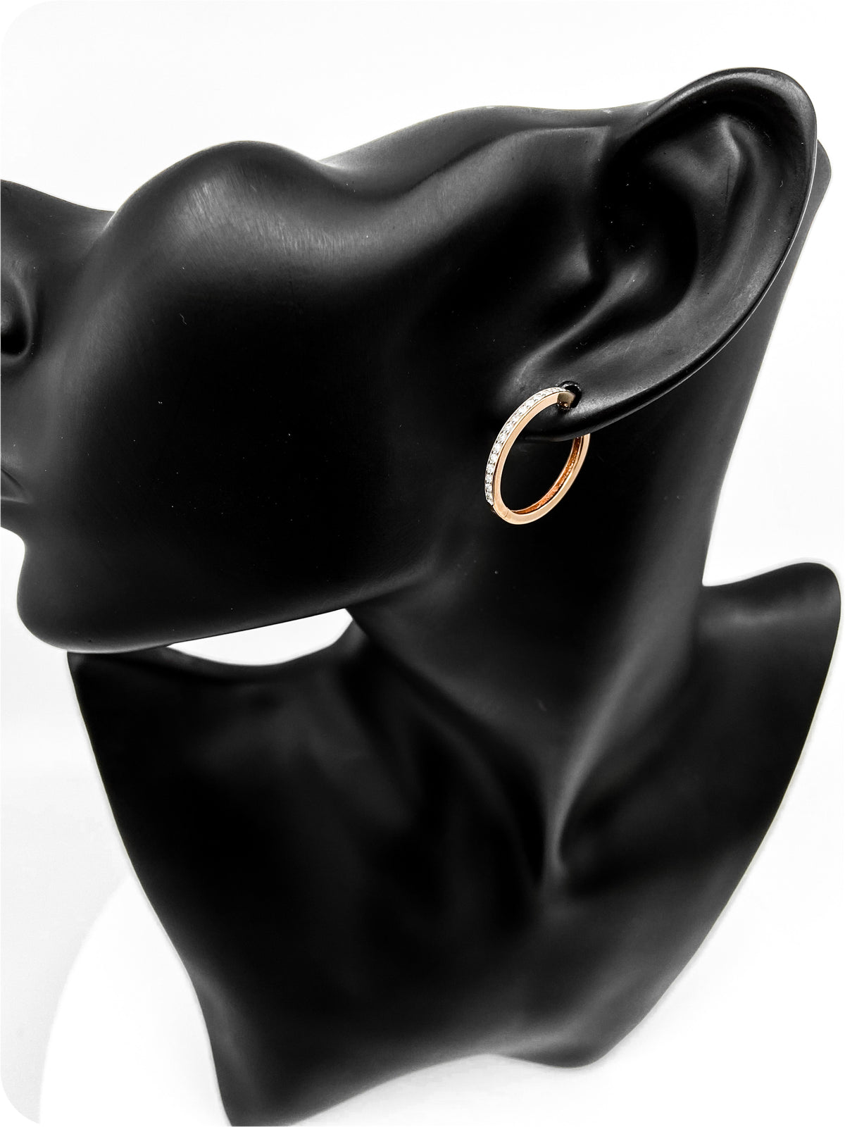 10K Rose Gold 0.33cttw Diamond Hoop Huggie Hinged Earrings