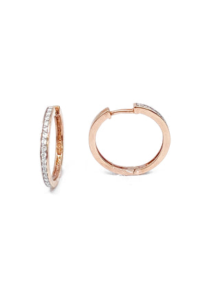 Pendientes tipo argolla con bisagras Huggie de diamantes de 0,25 quilates en oro rosa de 10 quilates