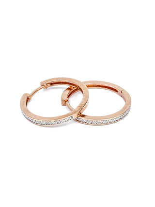 Pendientes tipo argolla con bisagras Huggie de diamantes de 0,25 quilates en oro rosa de 10 quilates